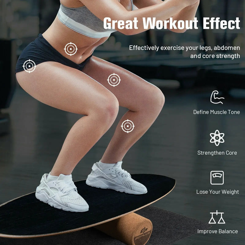 Balance Board Trainer for Core Strength-Black by DirectDeals