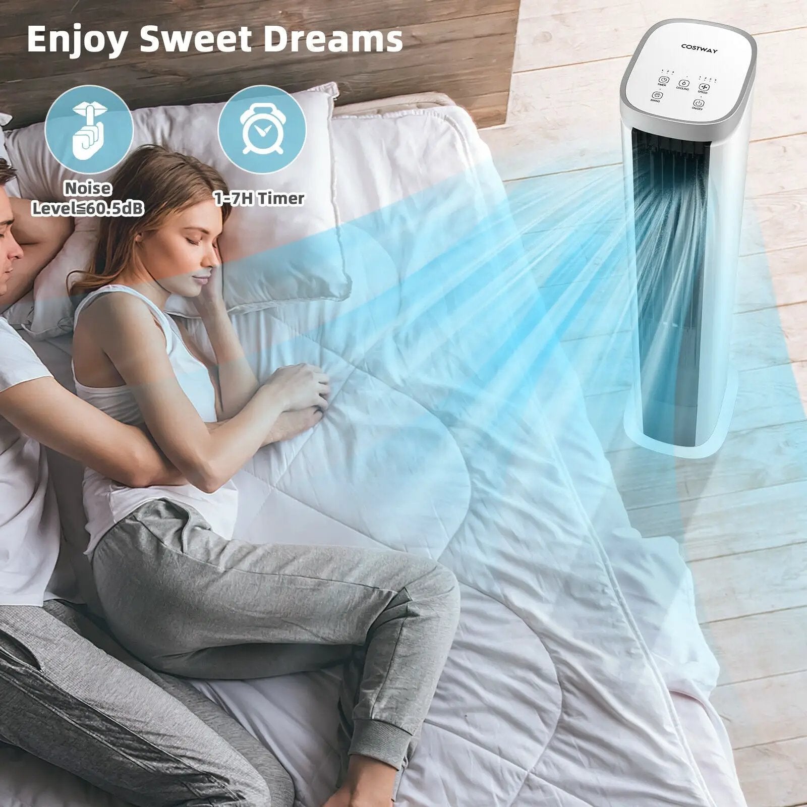 3-In-1 Portable Evaporative Air Cooler with Timer-White by DirectDeals