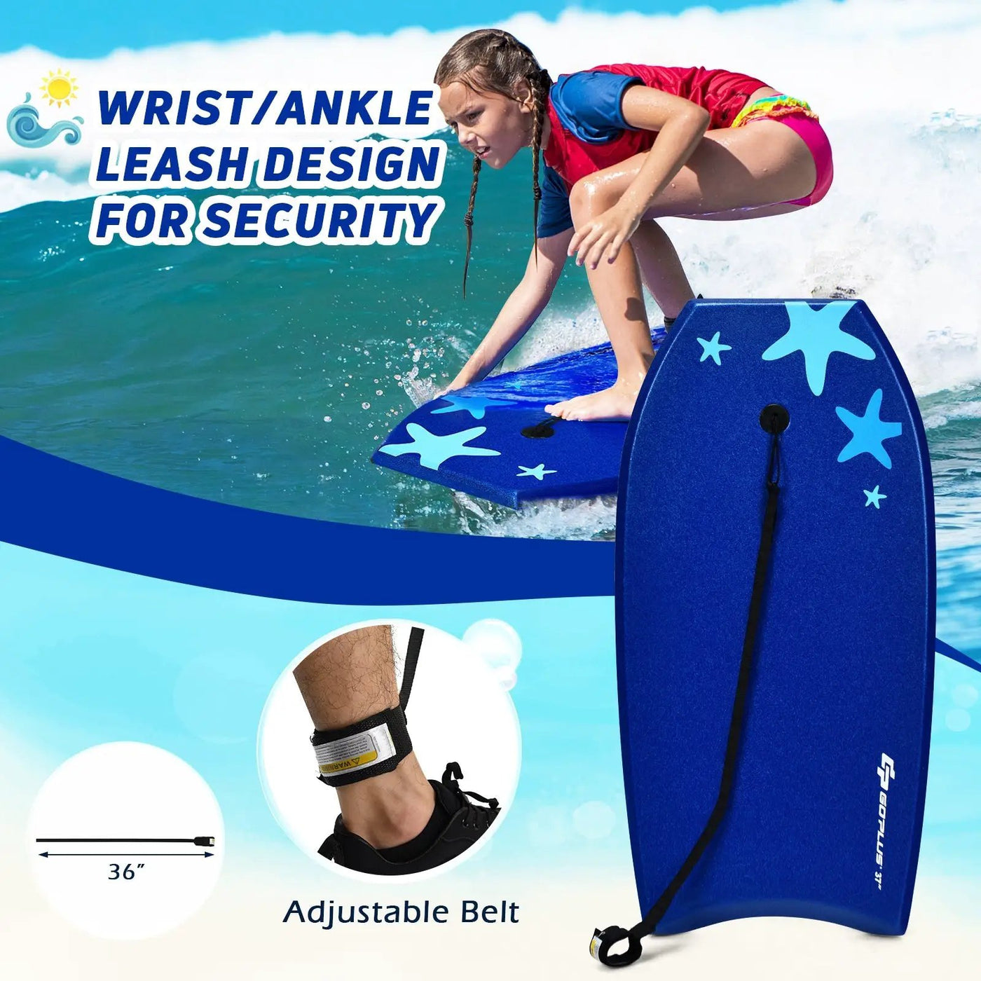 41 Inch Lightweight Super Portable Surfing Bodyboard by DirectDeals