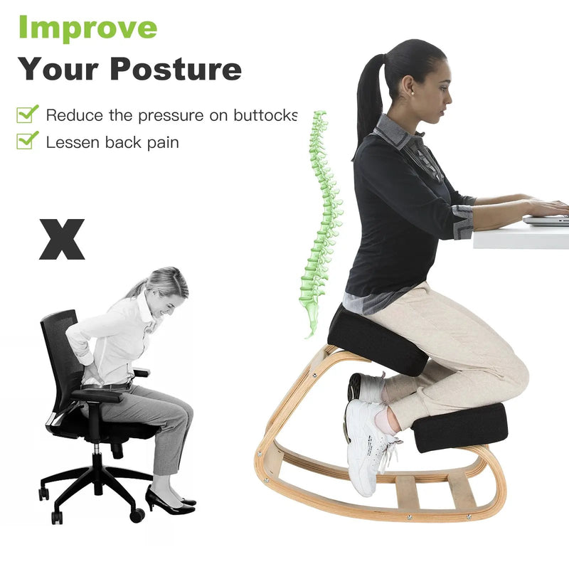 Ergonomic Kneeling Chair Rocking Office Desk Stool Upright Posture by DirectDeals
