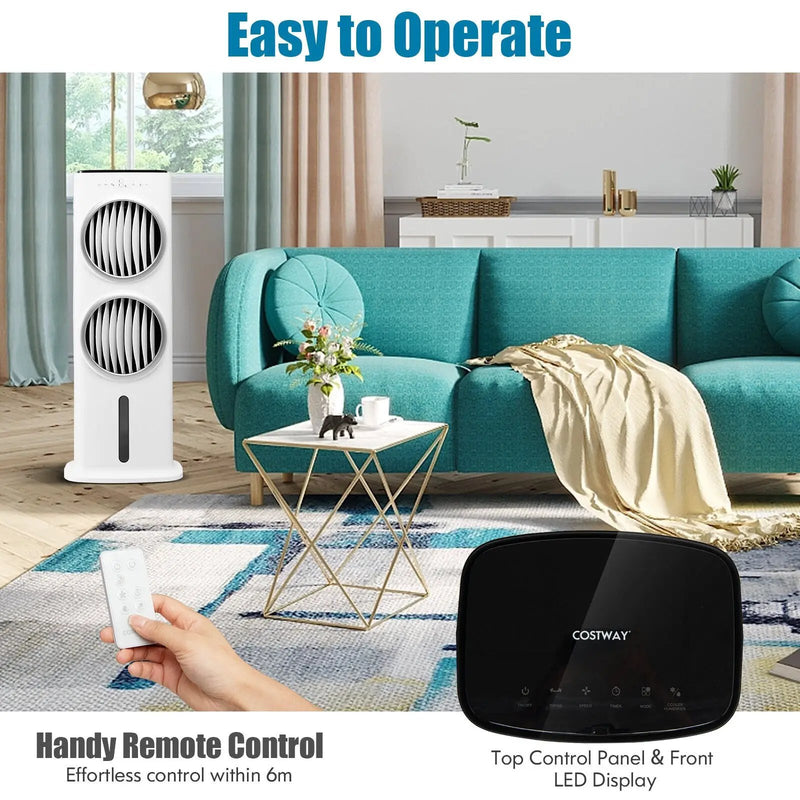 3-in-1 Evaporative Air Cooler with 9H Timer Remote-White by DirectDeals