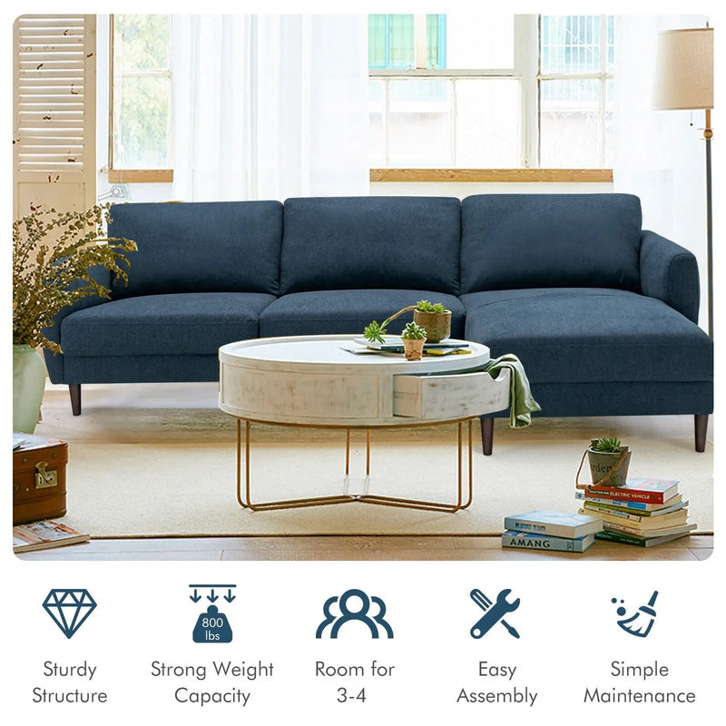 L-Shaped Fabric Sectional Sofa with Chaise Lounge and Solid Wood Legs by DirectDeals