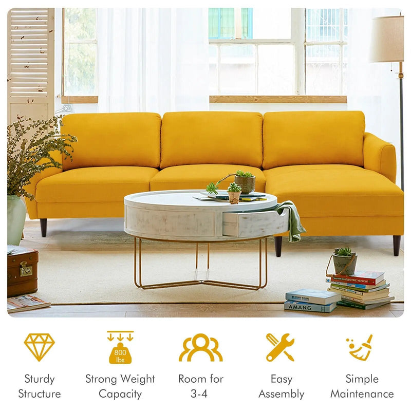 L-Shaped Fabric Sectional Sofa with Chaise Lounge and Solid Wood Legs by DirectDeals