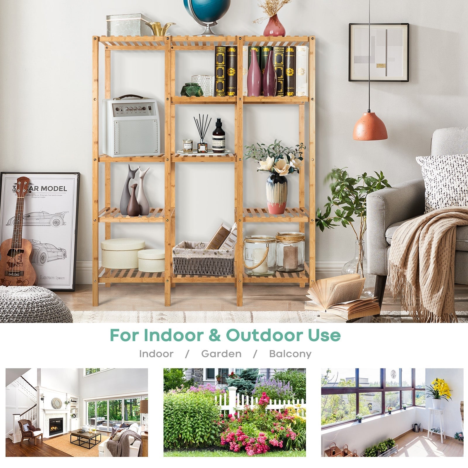 Multifunctional Bamboo Shelf Storage Organizer Rack by DirectDeals