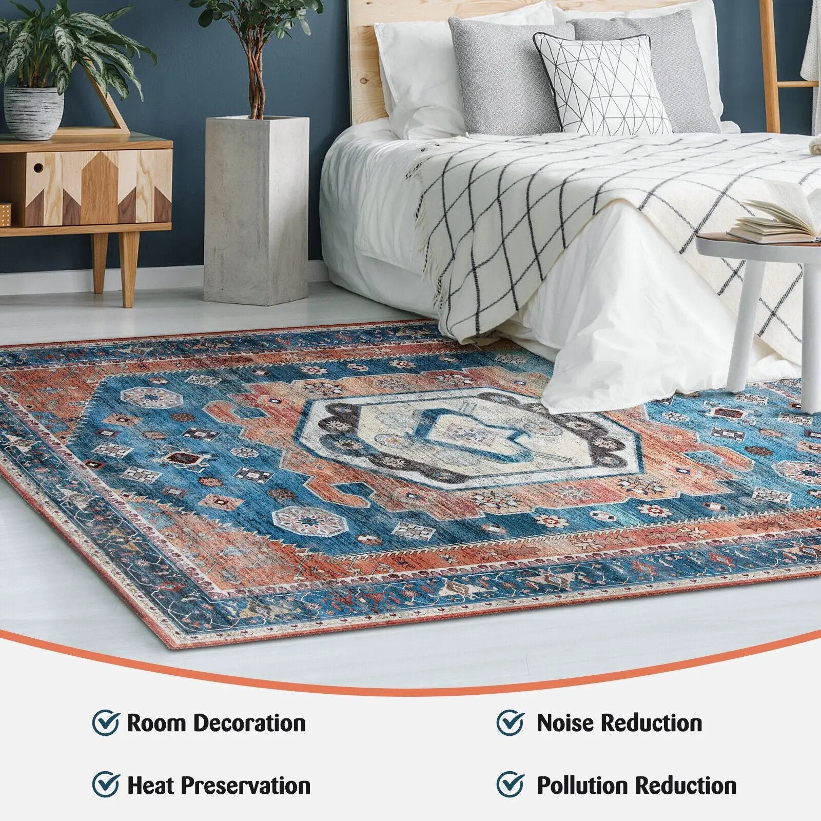 5 x 7 Inch Non-Shedding Distressed Vintage Indoor Area Rug by DirectDeals