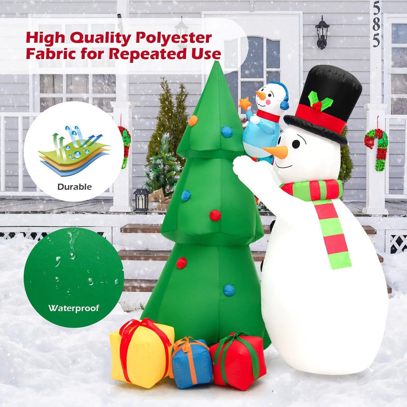 6 Feet Tall Inflatable Christmas Snowman and Tree Decoration Set with LED Lights by DirectDeals
