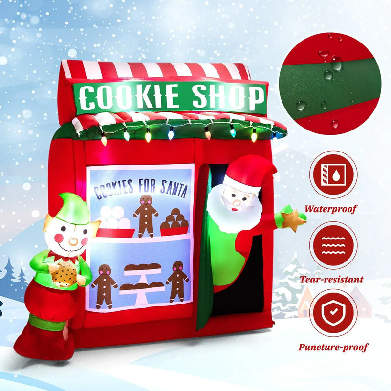 6.3 Feet Inflatable Gingerbread Cookie Shop with Santa Claus by DirectDeals