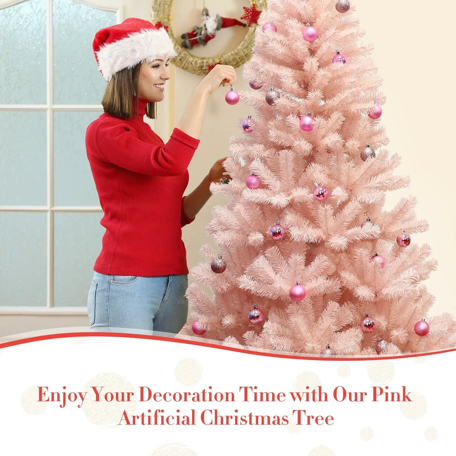 6/7 Feet Artificial Christmas Tree Hinged Full Fir Tree by DirectDeals