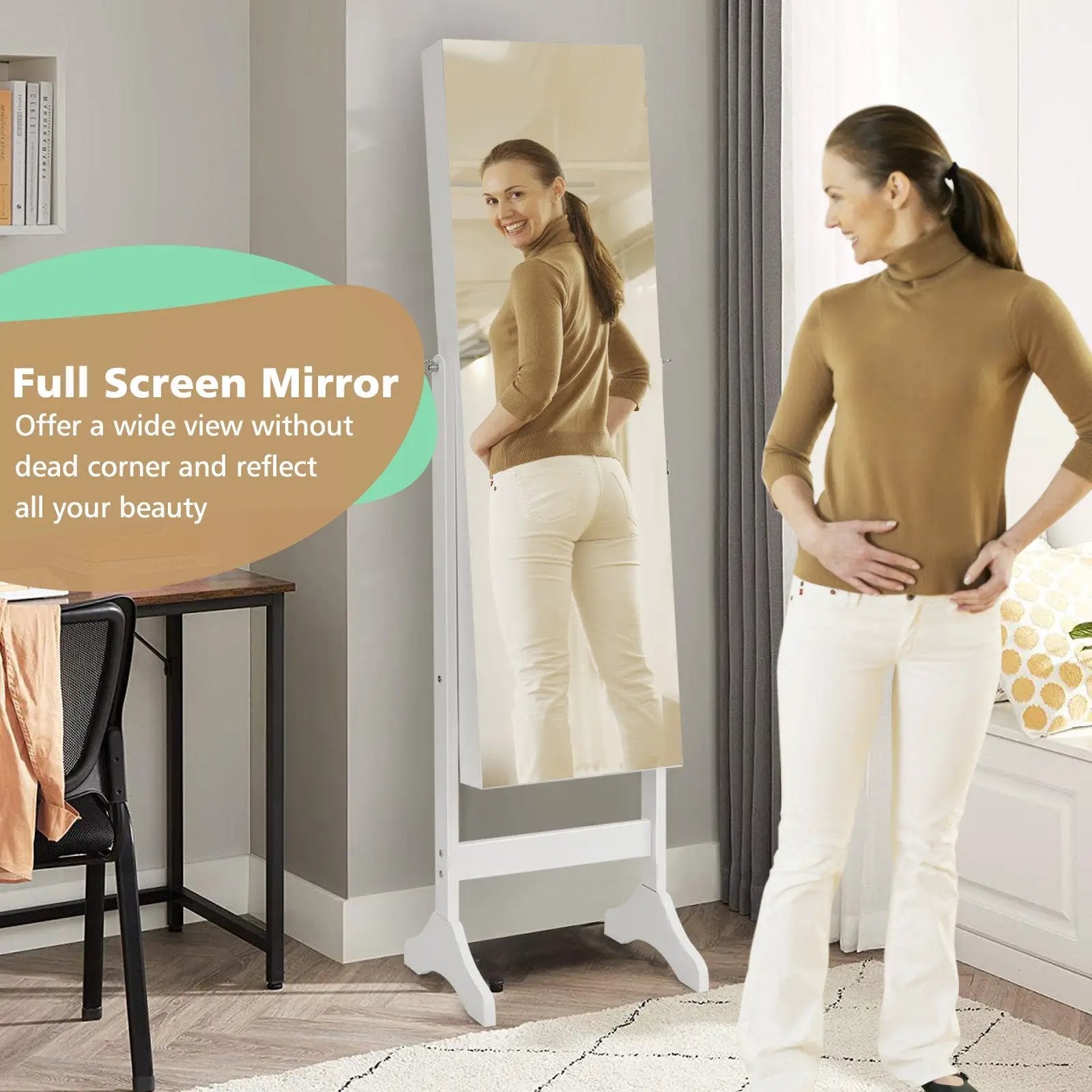 Standing Jewelry Cabinet with Full Length Mirror by DirectDeals