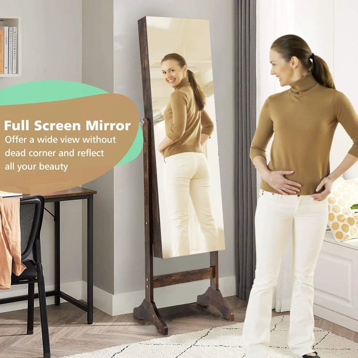 Standing Jewelry Cabinet with Full Length Mirror by DirectDeals