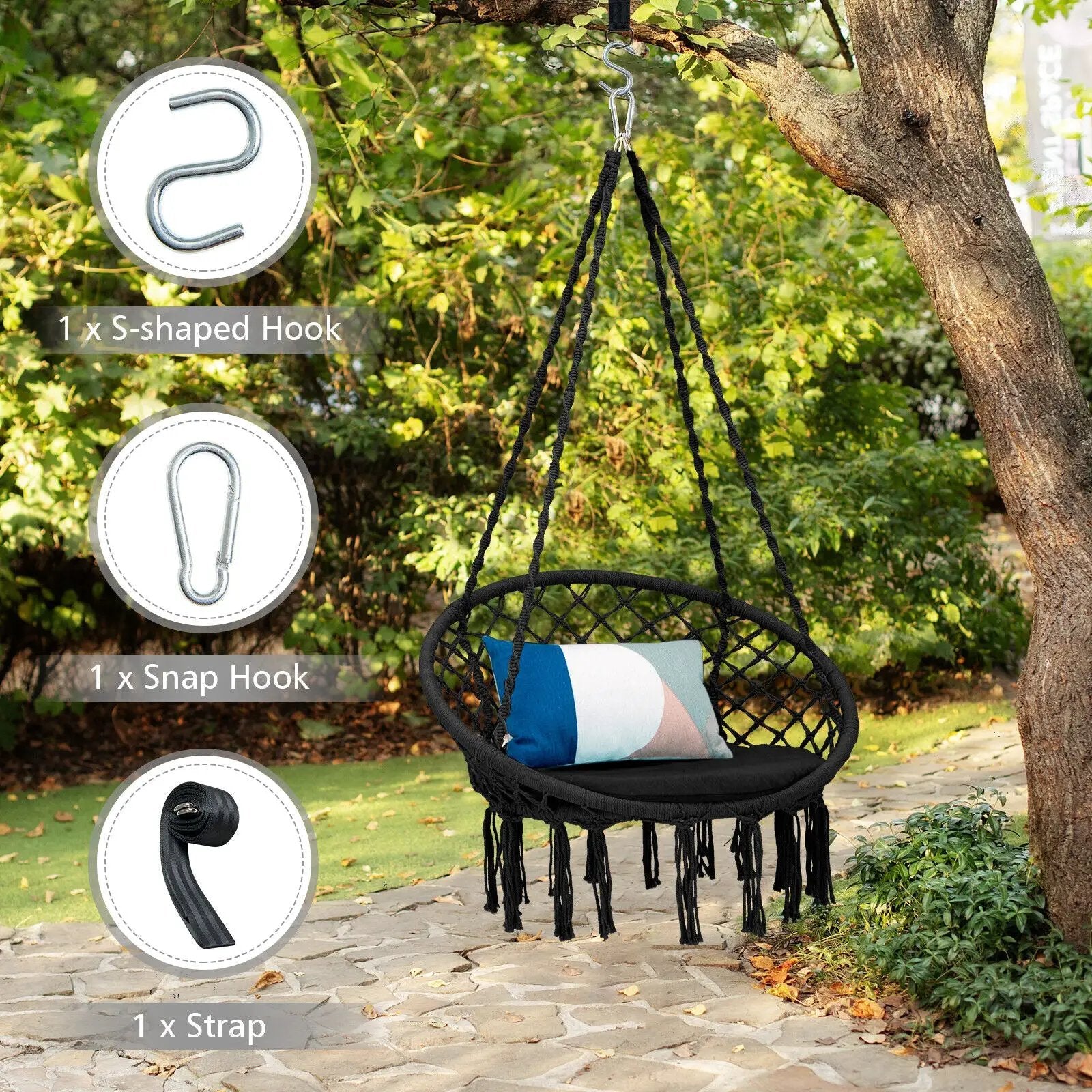 Cushioned Hammock Swing Chair with Hanging Kit by DirectDeals