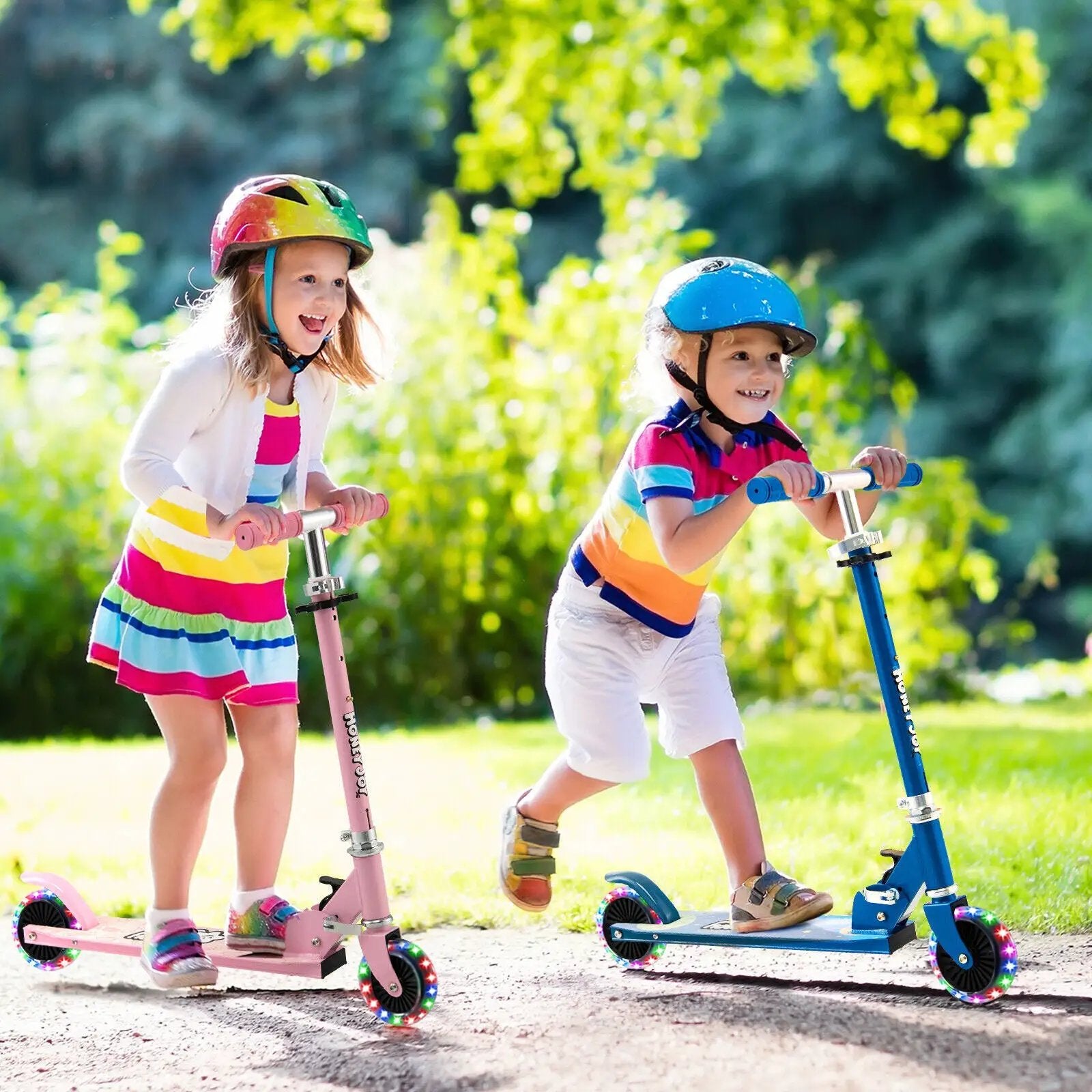 Folding Kick Scooter with 3 Adjustable Heights for Kids by DirectDeals