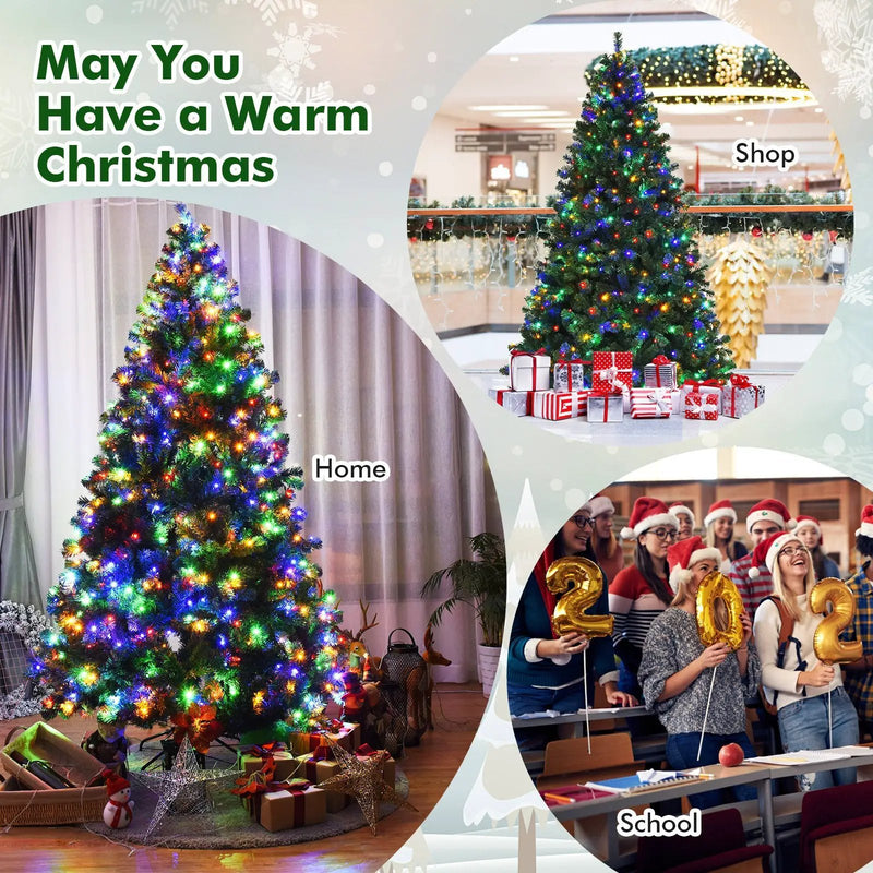 7.5 Feet Pre-Lit Artificial Spruce Christmas Tree with 550 Multicolor Lights for Festival by DirectDeals