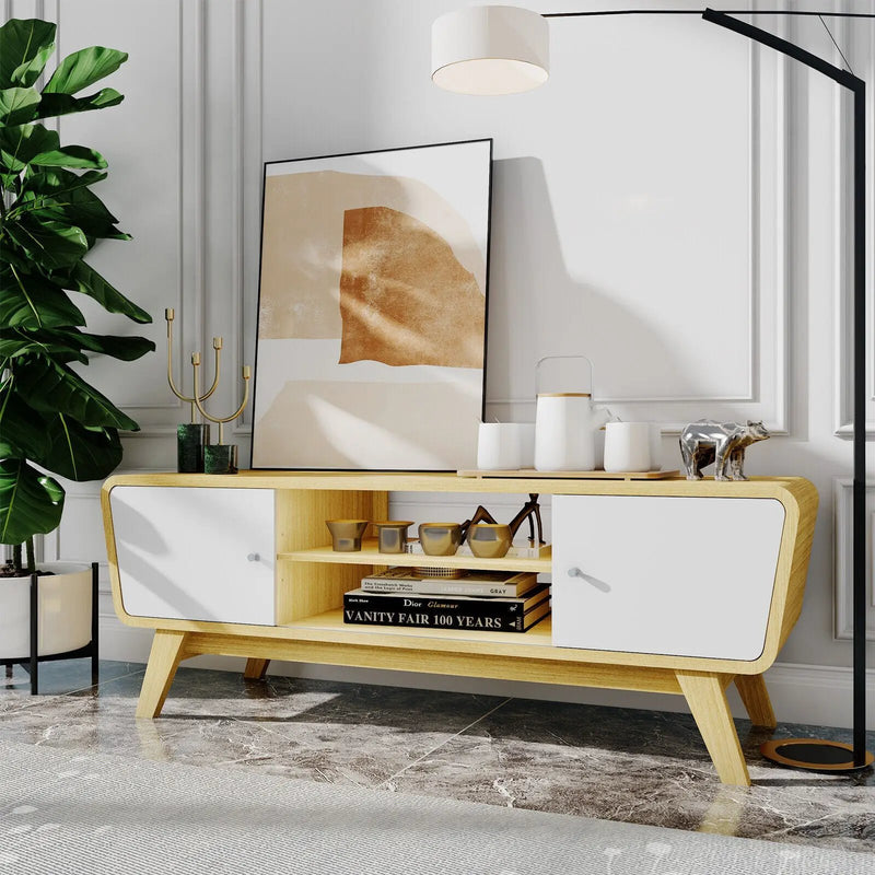 Sliding Door TV Stand with Adjustable Shelf for TVs up to 55 Inch by DirectDeals
