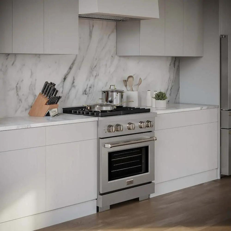 ZLINE 30"Gas Range, Convection Gas Oven , DuraSnow® Stainless Steel, SGRS-30 by Farmhouse Kitchen and Bath