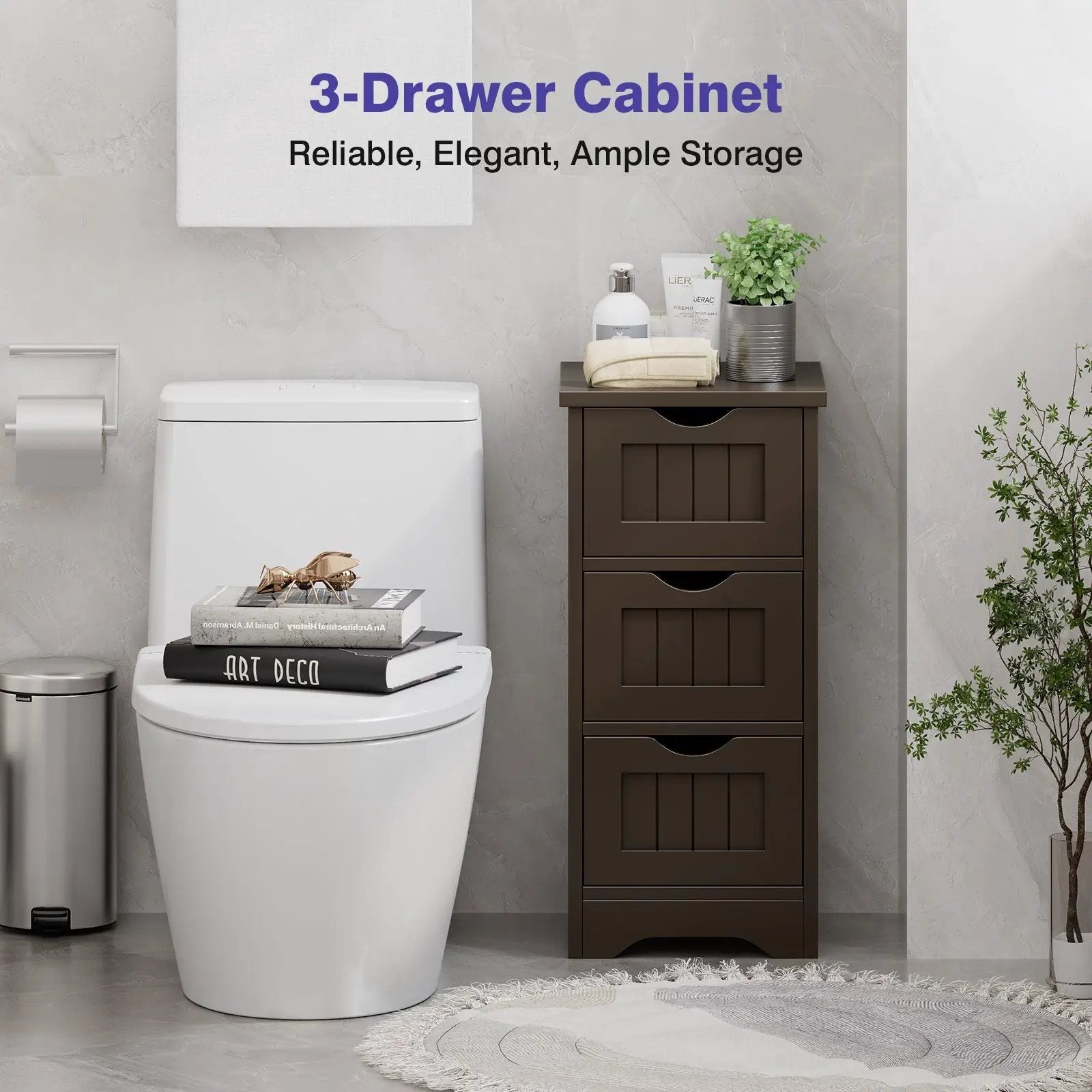 Bathroom Floor Freestanding Storage Organizer with 3 Drawers by DirectDeals
