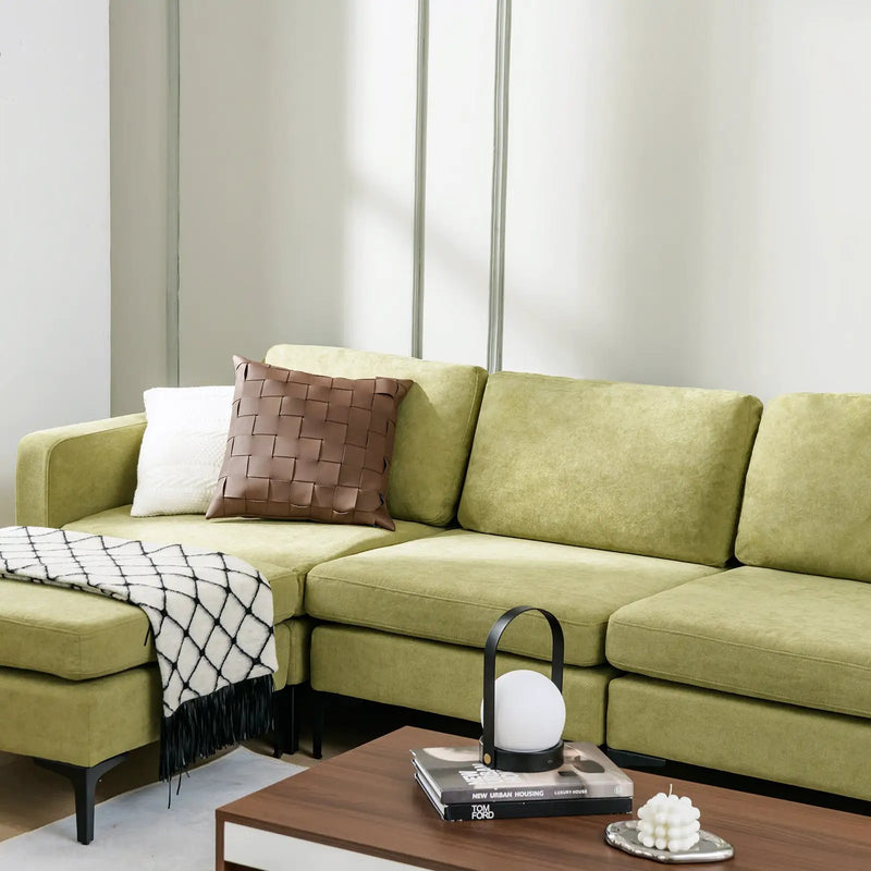Modular L-shaped Sectional Sofa with Reversible Ottoman and 2 USB Ports by DirectDeals