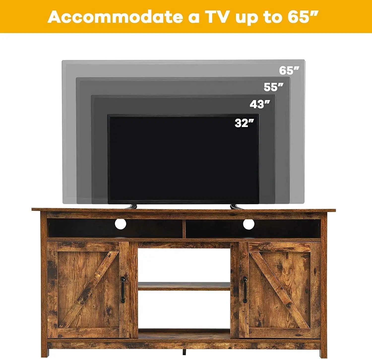 60”Industrial TV Stand Entertainment Center with Shelve and Cabinet-Brown by DirectDeals