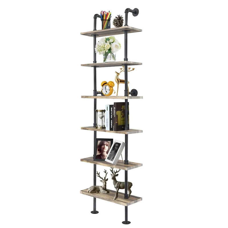 6-Tier Industrial Wall Mounted Pipe Shelves by DirectDeals