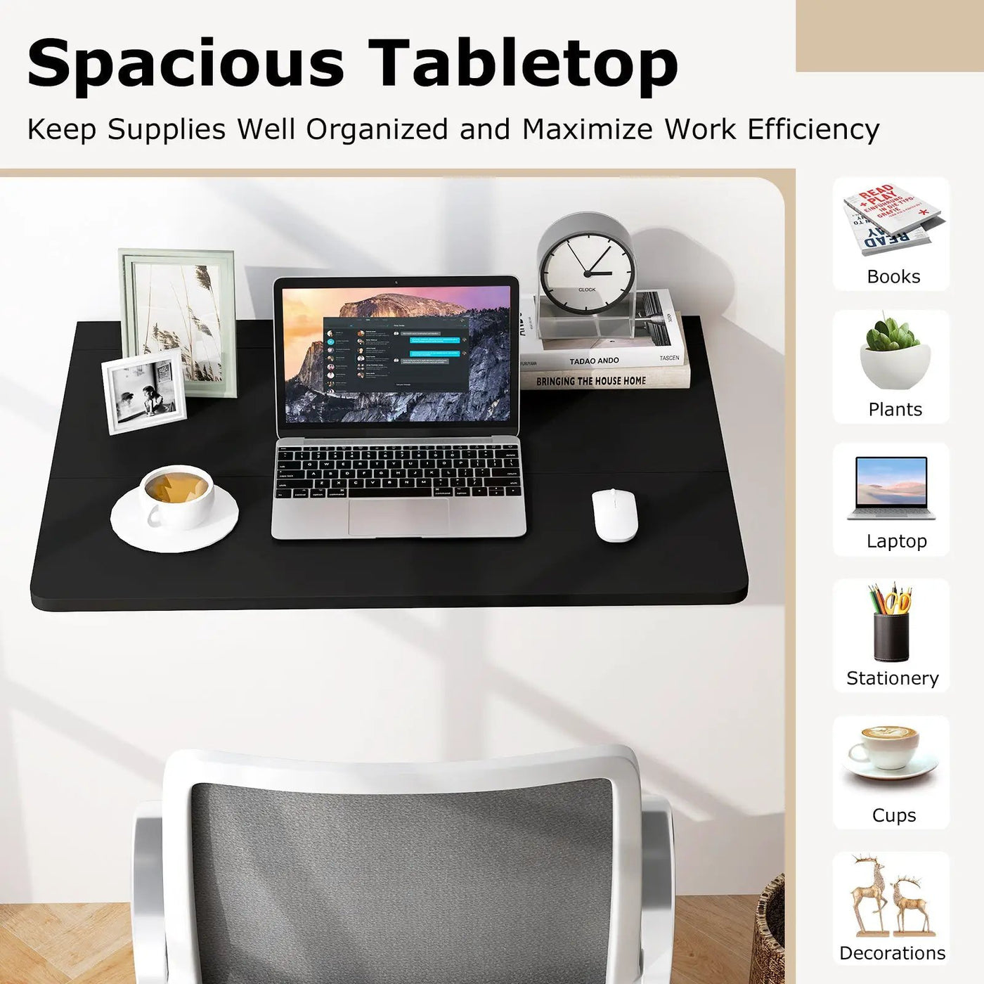31.5 x 23.5 Inch Wall Mounted Folding Table for Small Spaces by DirectDeals
