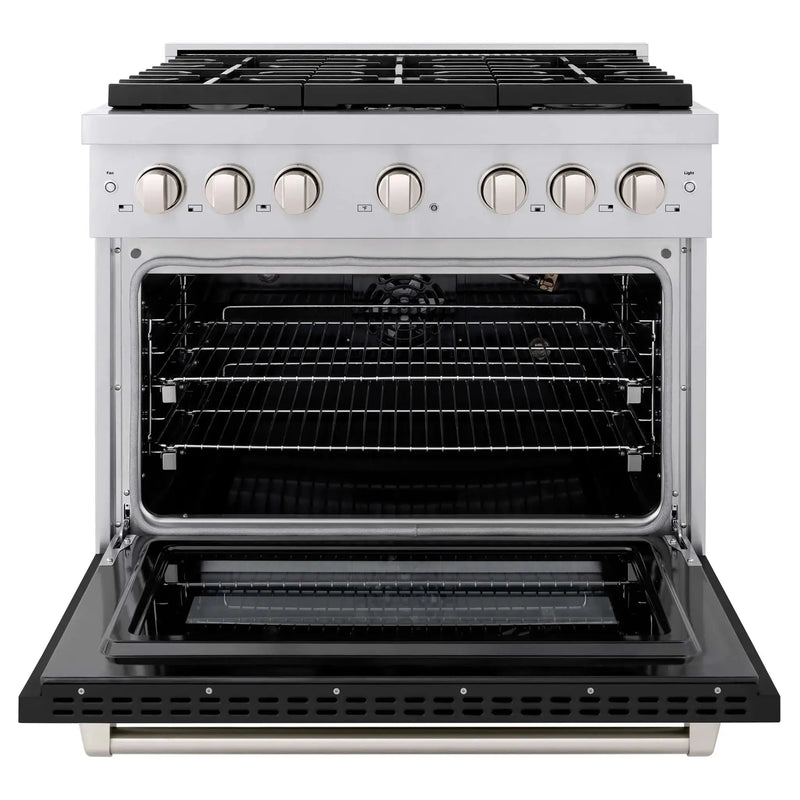ZLINE 36"Paramount Dual Fuel Range Stainless Steel, Black Matte, SDR-BLM-36 by Farmhouse Kitchen and Bath