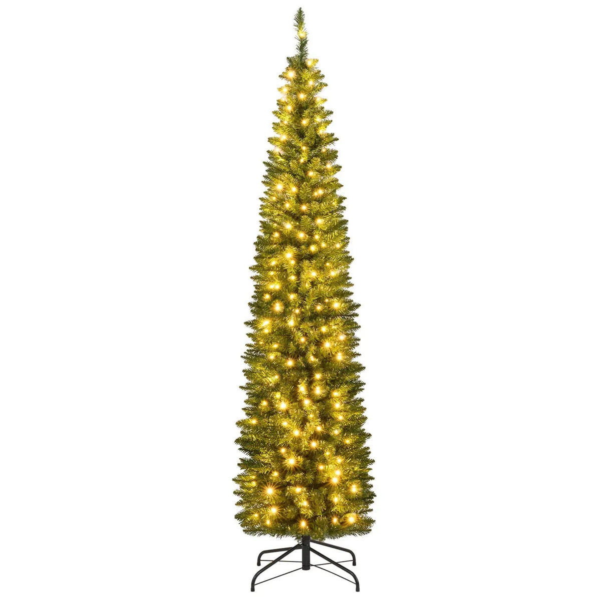 5/6/7/8/9 Feet Pre-lit Pencil Artificial Christmas Tree with 150/180/200//300/400 Warm White LED Lights by DirectDeals