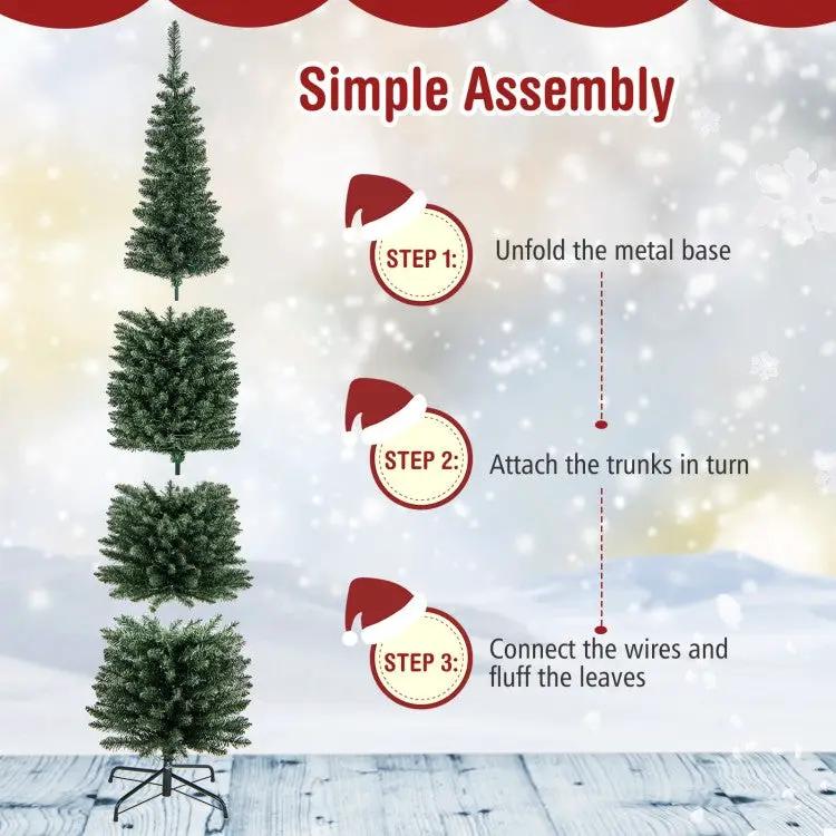 5/6/7/8/9 Feet Pre-lit Pencil Artificial Christmas Tree with 150/180/200//300/400 Warm White LED Lights by DirectDeals