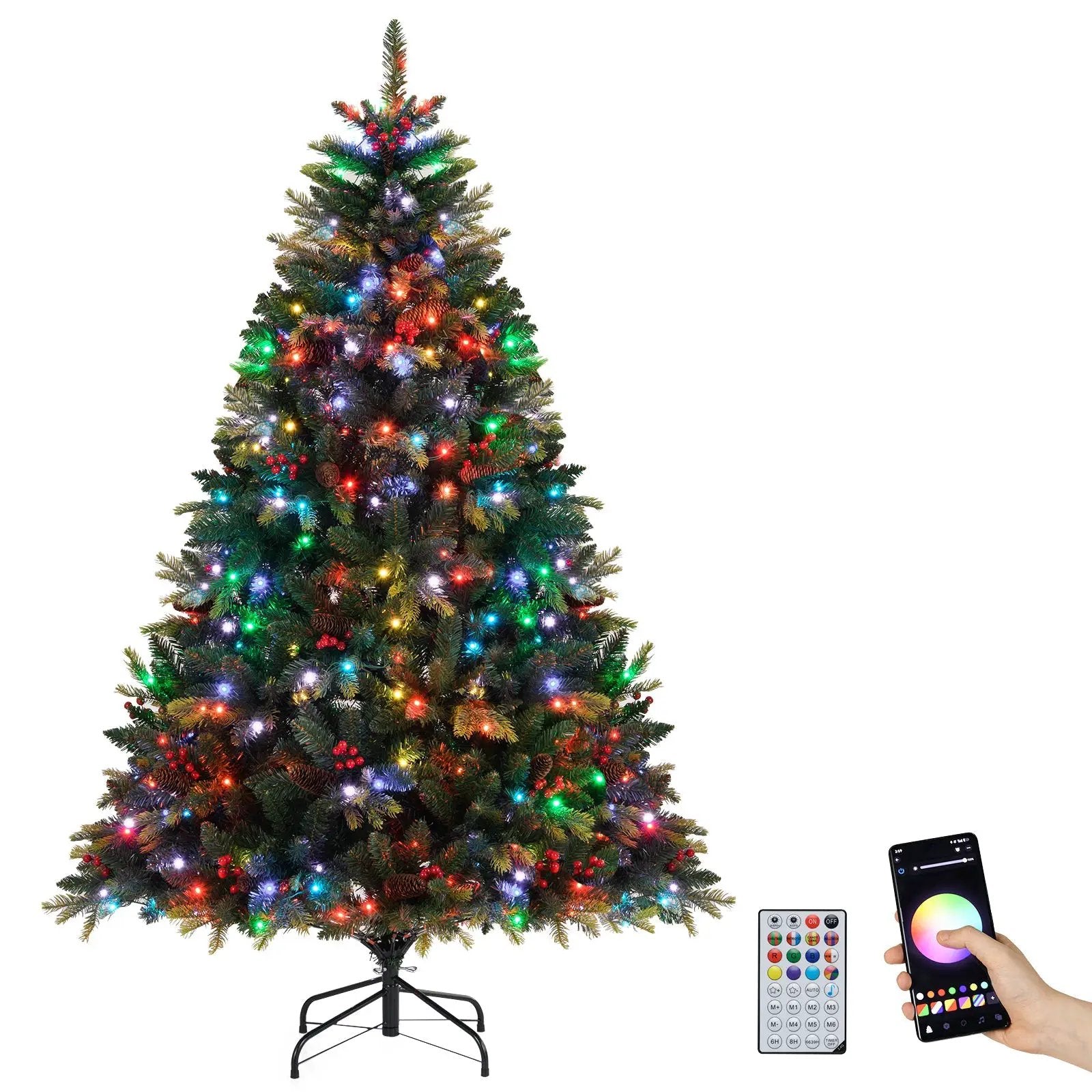 5/6/7/8 FT Artificial Christmas Tree with LED Lights and Remote APP Control by DirectDeals