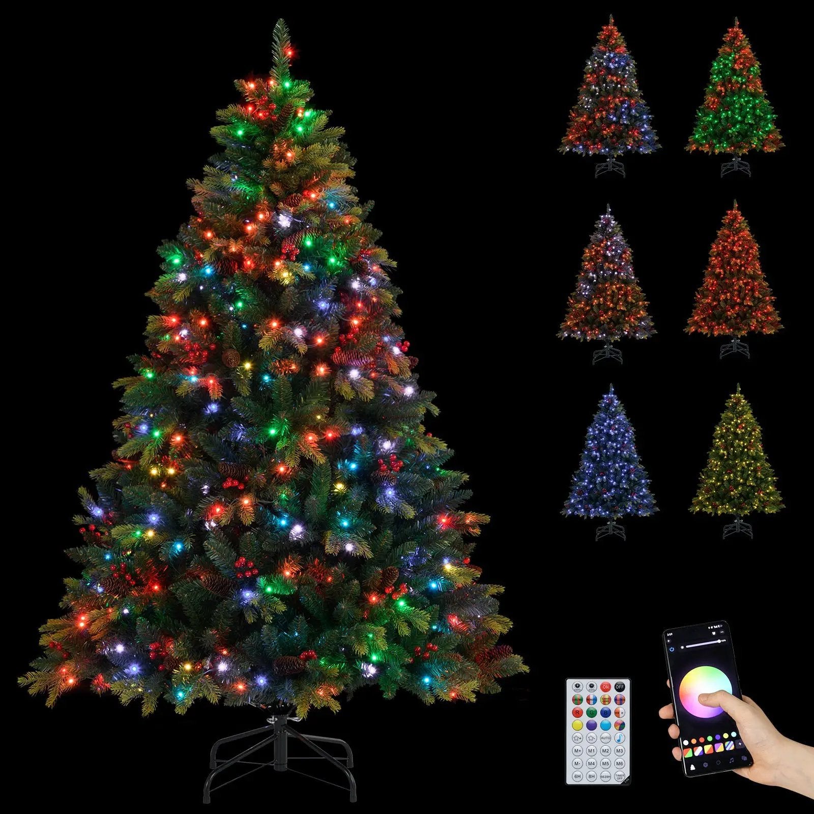 5/6/7/8 FT Artificial Christmas Tree with LED Lights and Remote APP Control by DirectDeals