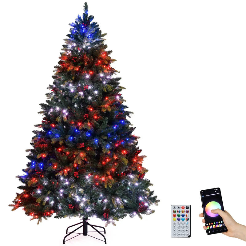 5/6/7/8 FT Artificial Christmas Tree with LED Lights and Remote APP Control by DirectDeals