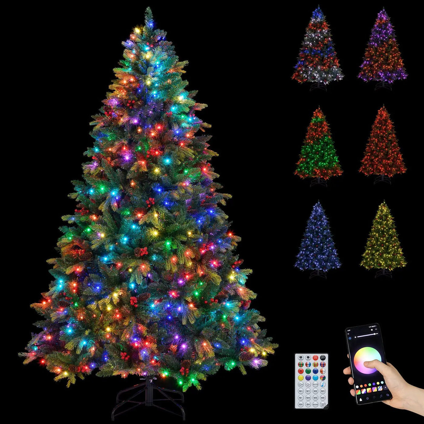 5/6/7/8 FT Artificial Christmas Tree with LED Lights and Remote APP Control by DirectDeals
