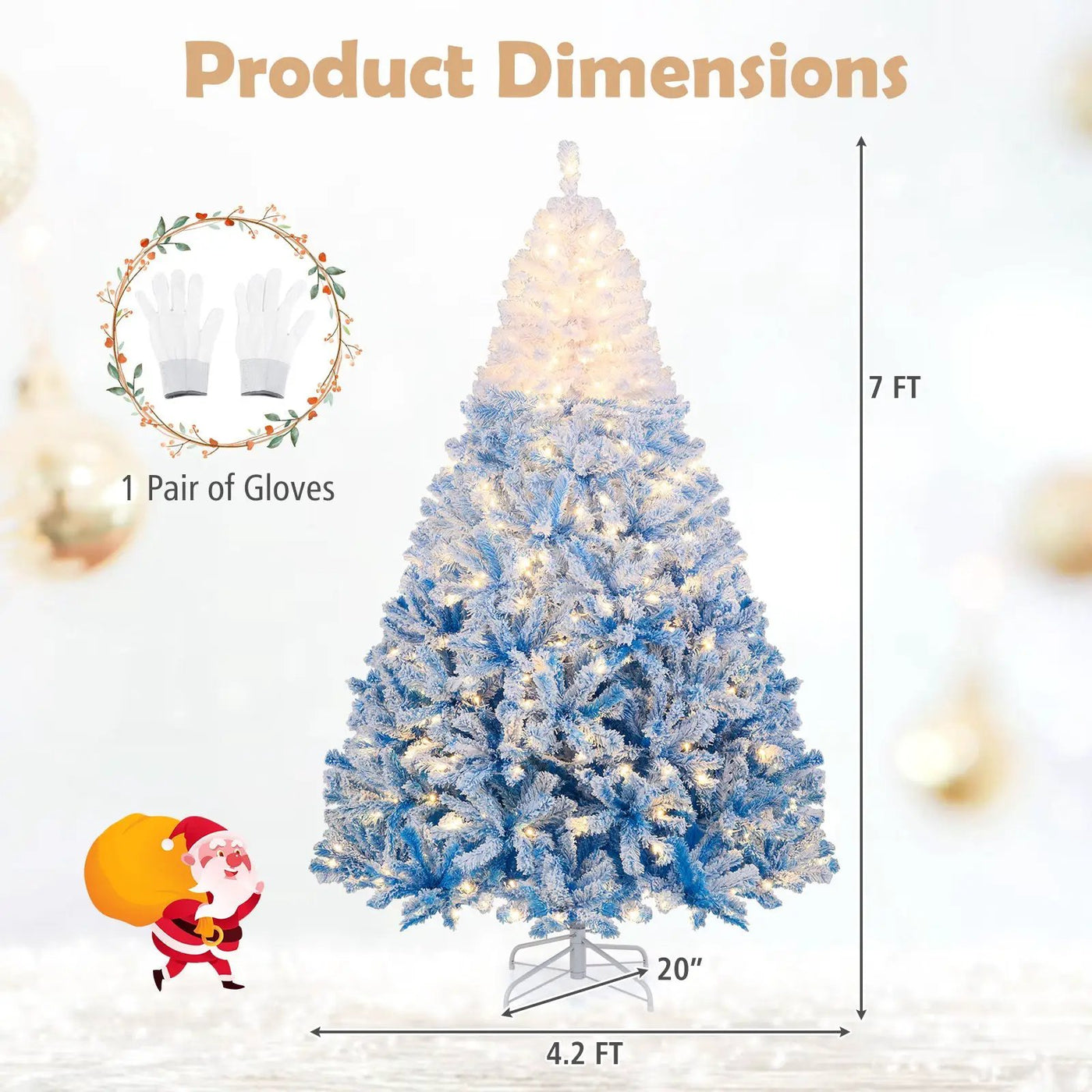 5/6/7/8 FT Artificial Christmas Tree with Warm White LED Lights and 8 Modes by DirectDeals
