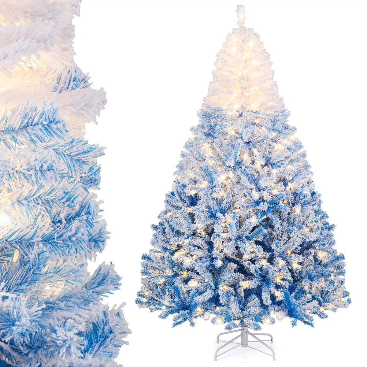 5/6/7/8 FT Artificial Christmas Tree with Warm White LED Lights and 8 Modes by DirectDeals