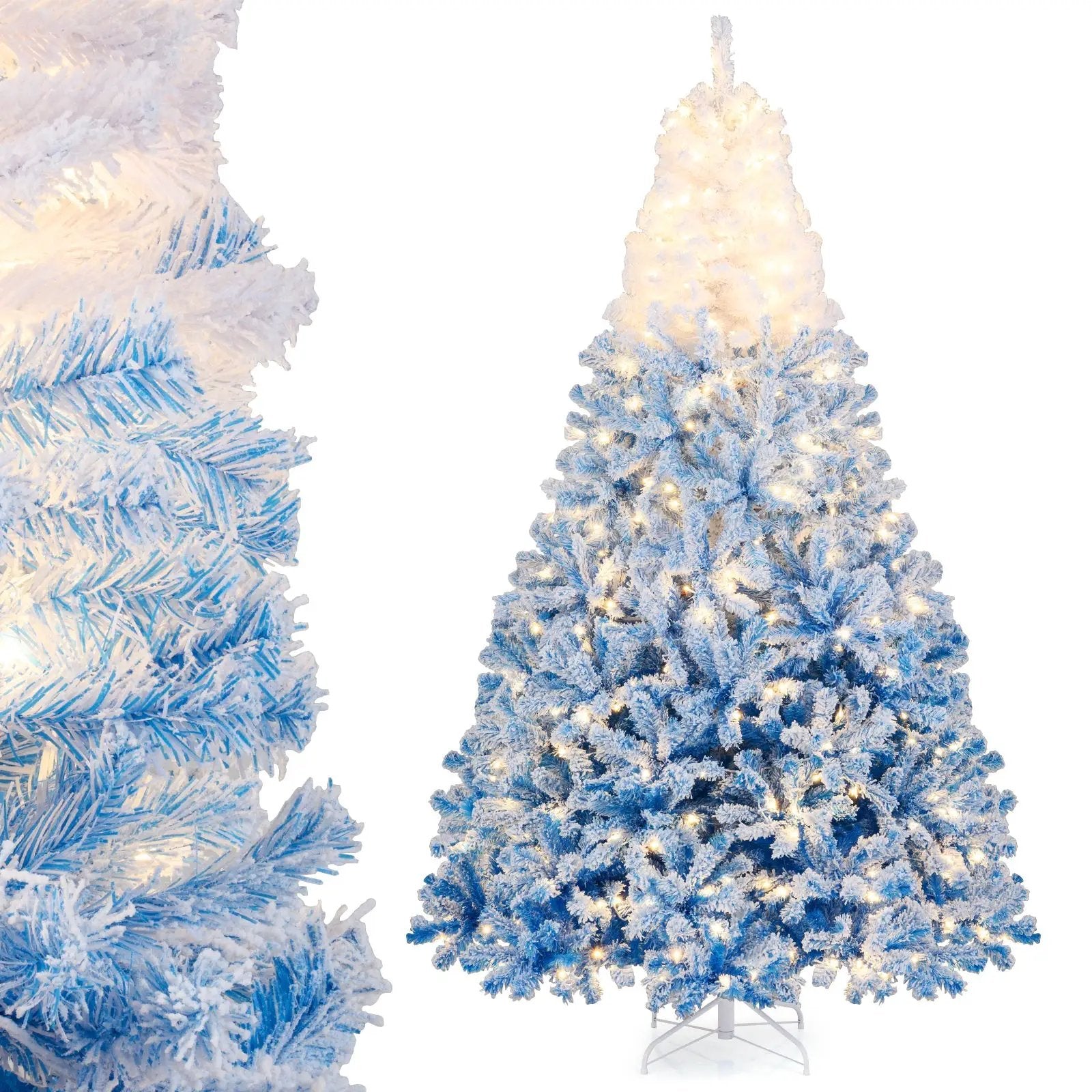 5/6/7/8 FT Artificial Christmas Tree with Warm White LED Lights and 8 Modes by DirectDeals