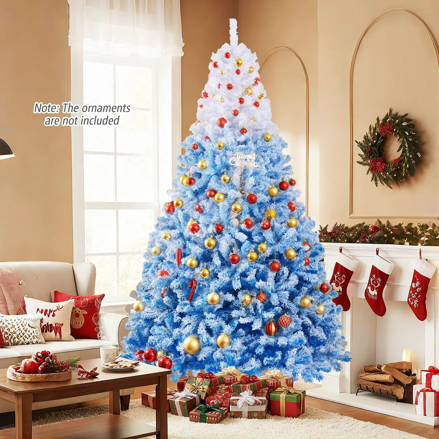 5/6/7/8 FT Artificial Christmas Tree with Warm White LED Lights and 8 Modes by DirectDeals