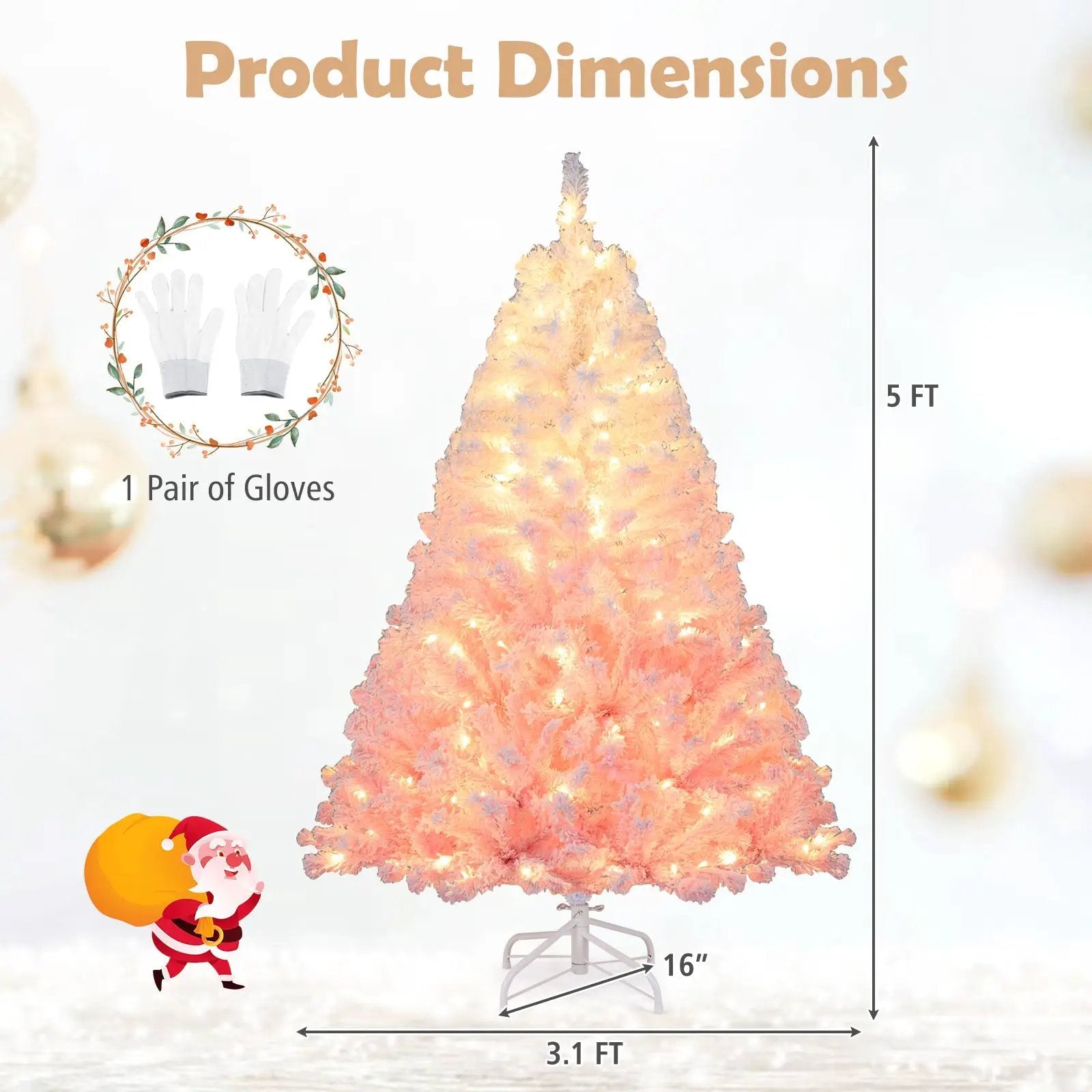 5/6/7/8 FT Artificial Christmas Tree with Warm White LED Lights and 8 Modes for Holiday by DirectDeals