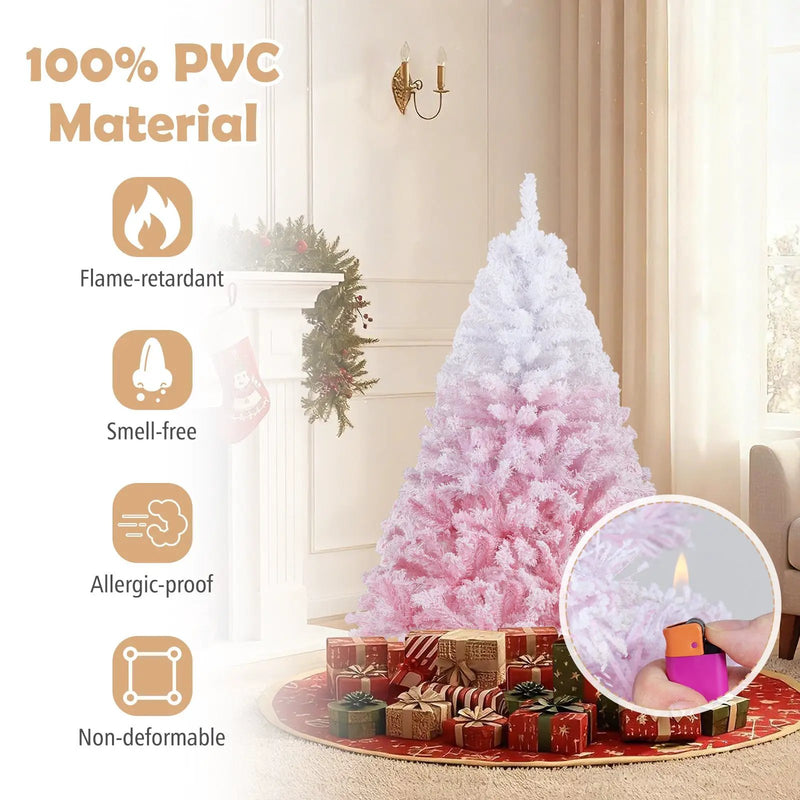 5/6/7/8 FT Artificial Christmas Tree with Warm White LED Lights and 8 Modes for Holiday by DirectDeals