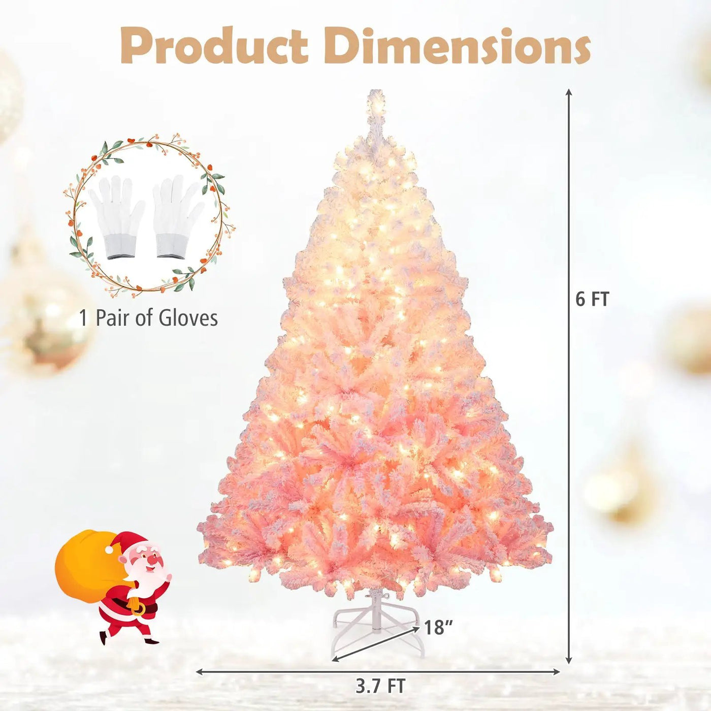 5/6/7/8 FT Artificial Christmas Tree with Warm White LED Lights and 8 Modes for Holiday by DirectDeals