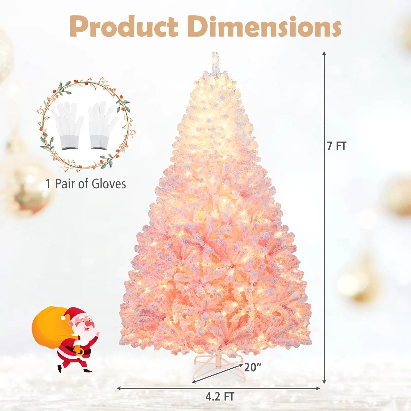 5/6/7/8 FT Artificial Christmas Tree with Warm White LED Lights and 8 Modes for Holiday by DirectDeals