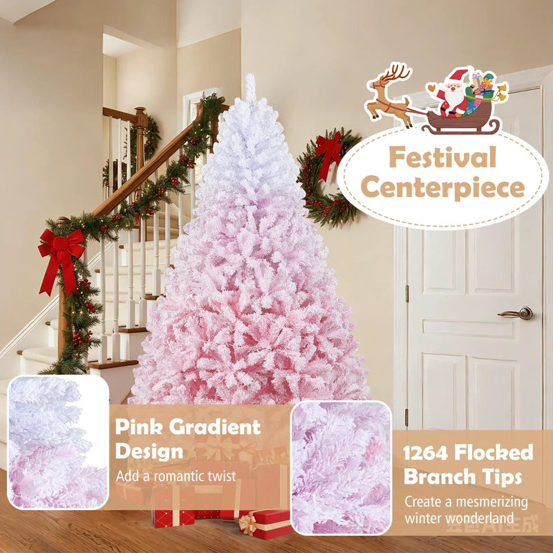 5/6/7/8 FT Artificial Christmas Tree with Warm White LED Lights and 8 Modes for Holiday by DirectDeals