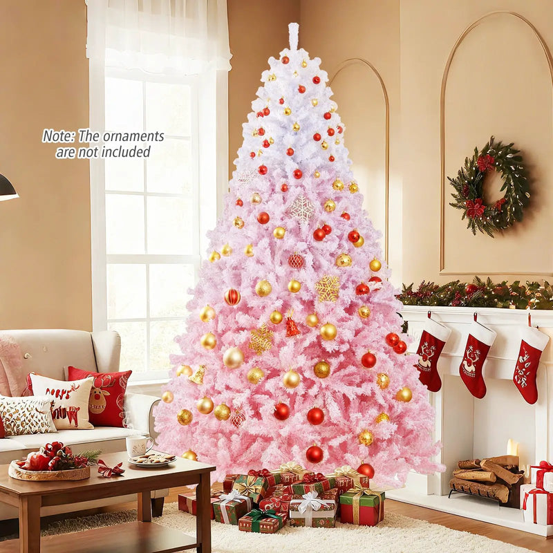 5/6/7/8 FT Artificial Christmas Tree with Warm White LED Lights and 8 Modes for Holiday by DirectDeals