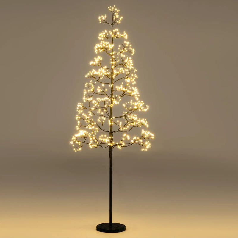 5/6/7 FT Lighted Alpine Tree with Warm White Light LED Lights Pre-lit Artificial Cedar Tree with Weighted Base by DirectDeals