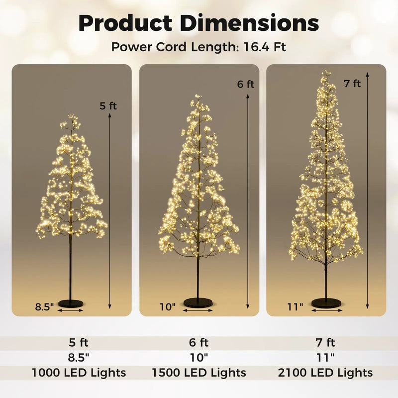 5/6/7 FT Lighted Alpine Tree with Warm White Light LED Lights Pre-lit Artificial Cedar Tree with Weighted Base by DirectDeals