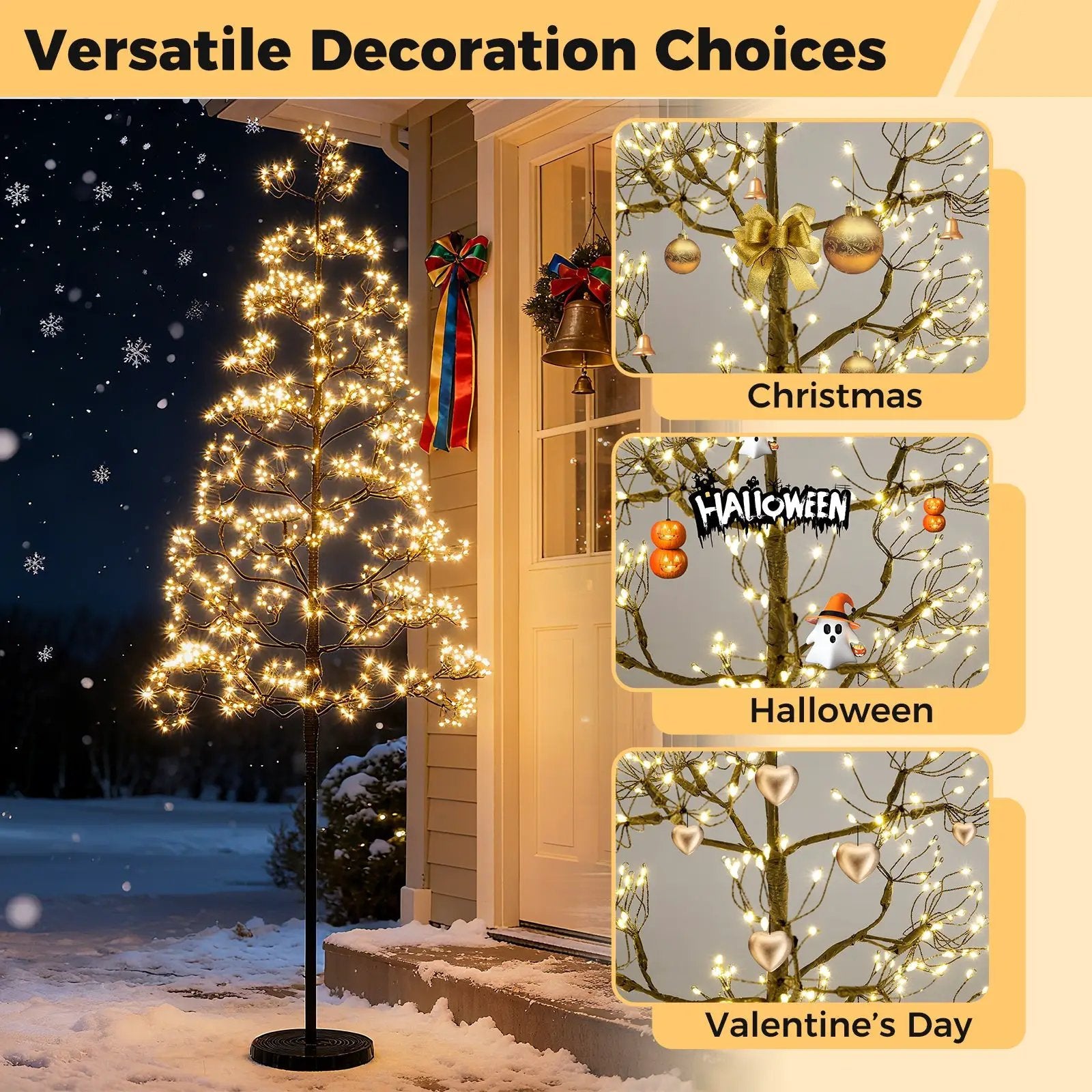 5/6/7 FT Lighted Alpine Tree with Warm White Light LED Lights Pre-lit Artificial Cedar Tree with Weighted Base by DirectDeals