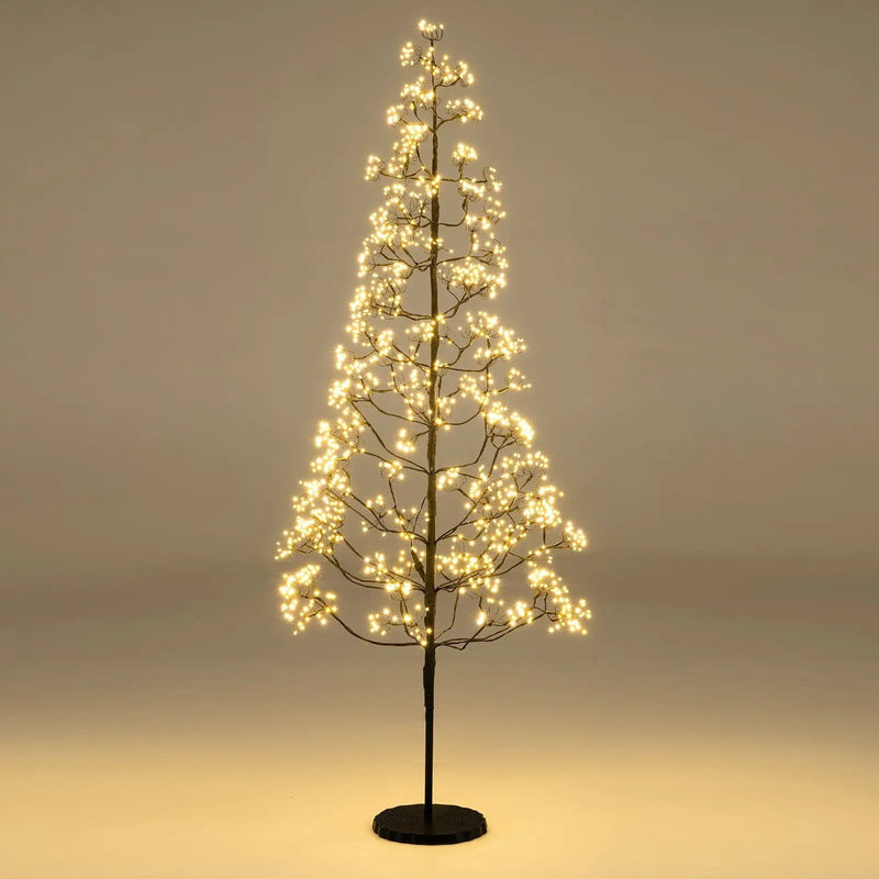 5/6/7 FT Lighted Alpine Tree with Warm White Light LED Lights Pre-lit Artificial Cedar Tree with Weighted Base by DirectDeals