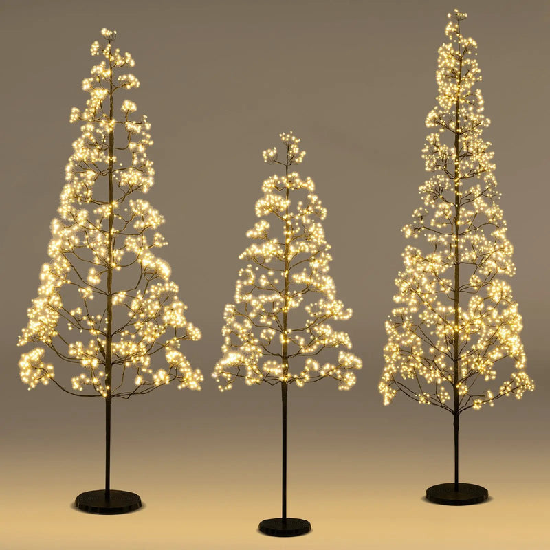 5/6/7 FT Lighted Alpine Tree with Warm White Light LED Lights Pre-lit Artificial Cedar Tree with Weighted Base by DirectDeals