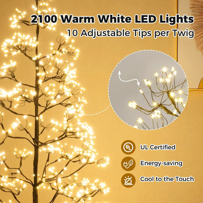 5/6/7 FT Lighted Alpine Tree with Warm White Light LED Lights Pre-lit Artificial Cedar Tree with Weighted Base by DirectDeals