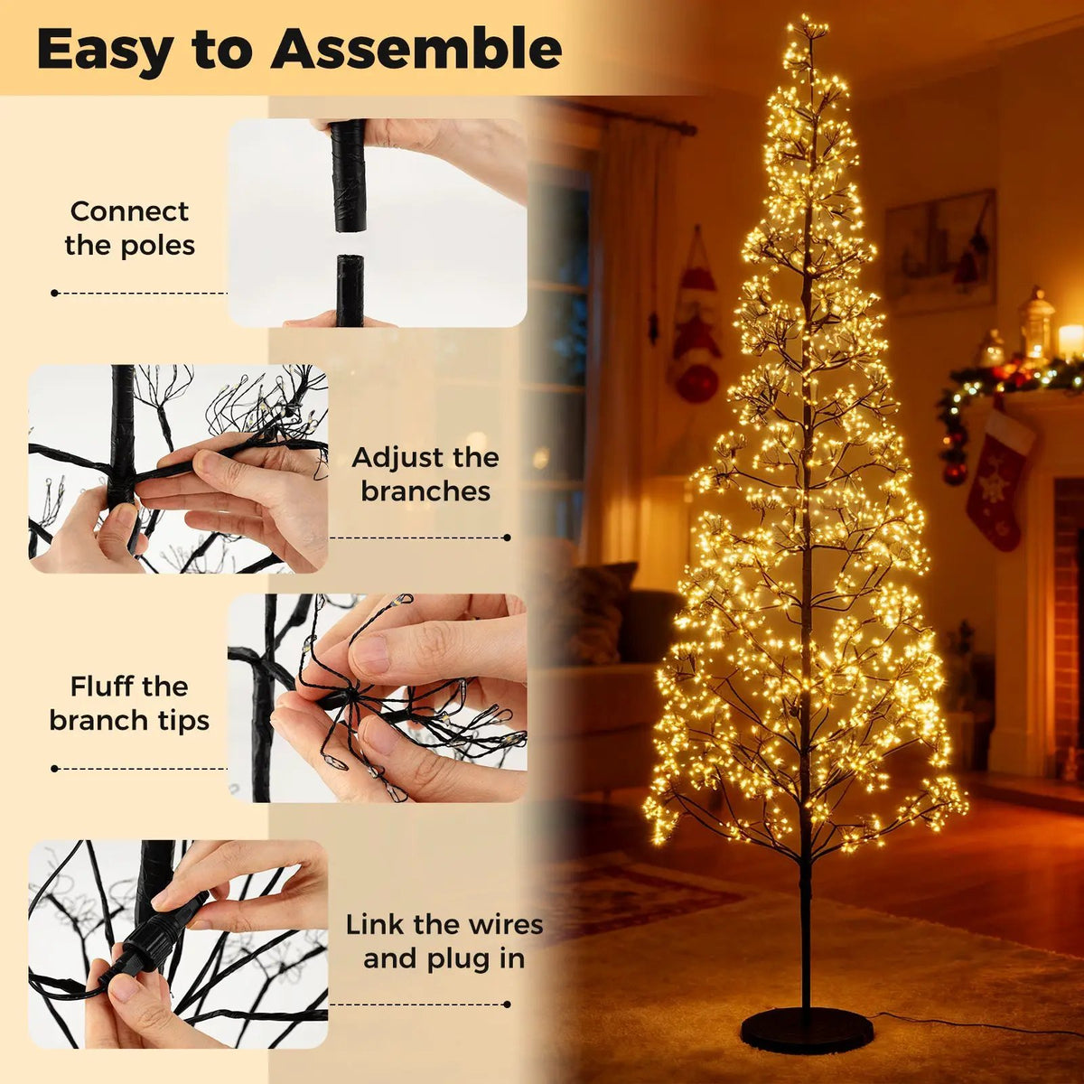 5/6/7 FT Lighted Alpine Tree with Warm White Light LED Lights Pre-lit Artificial Cedar Tree with Weighted Base by DirectDeals