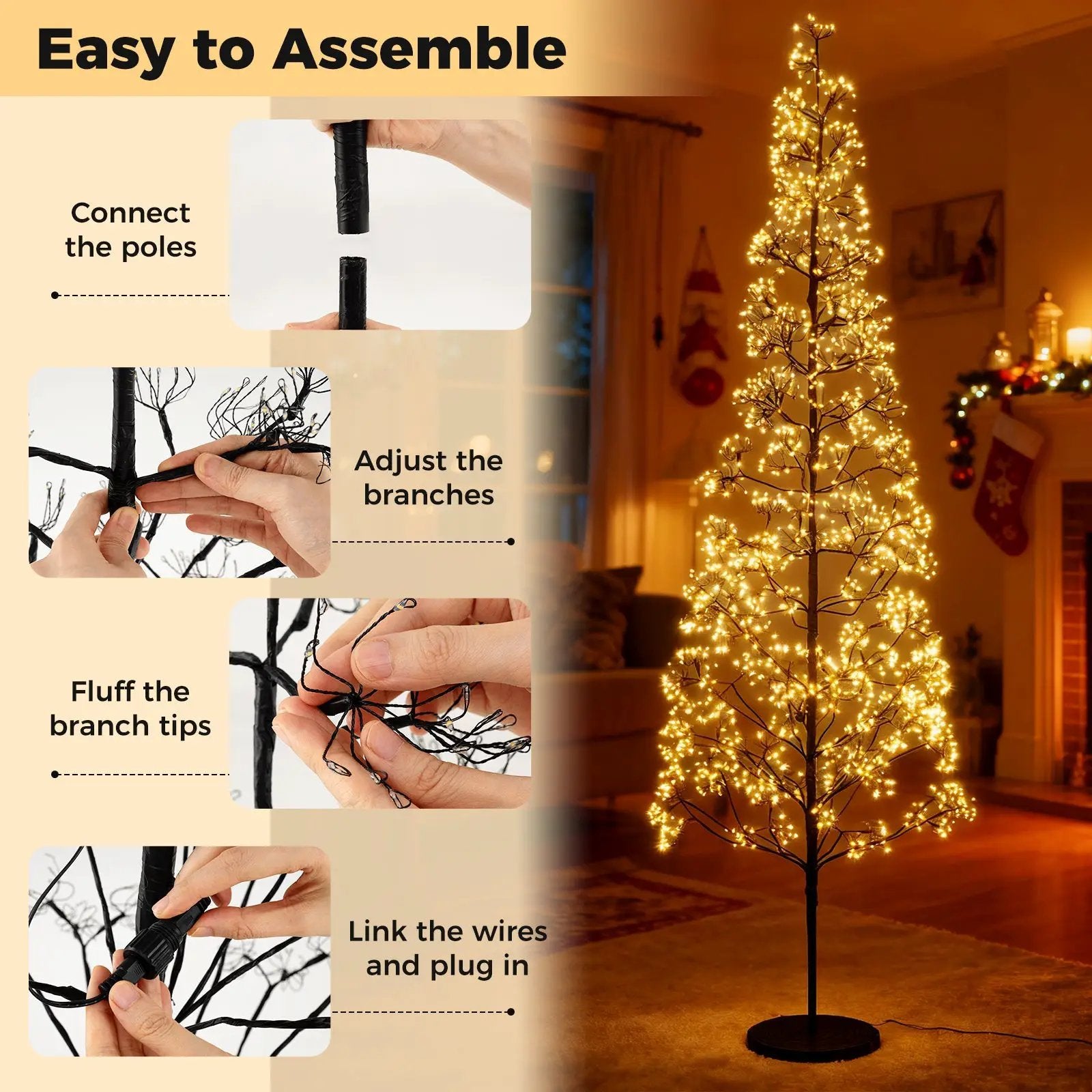 5/6/7 FT Lighted Alpine Tree with Warm White Light LED Lights Pre-lit Artificial Cedar Tree with Weighted Base by DirectDeals
