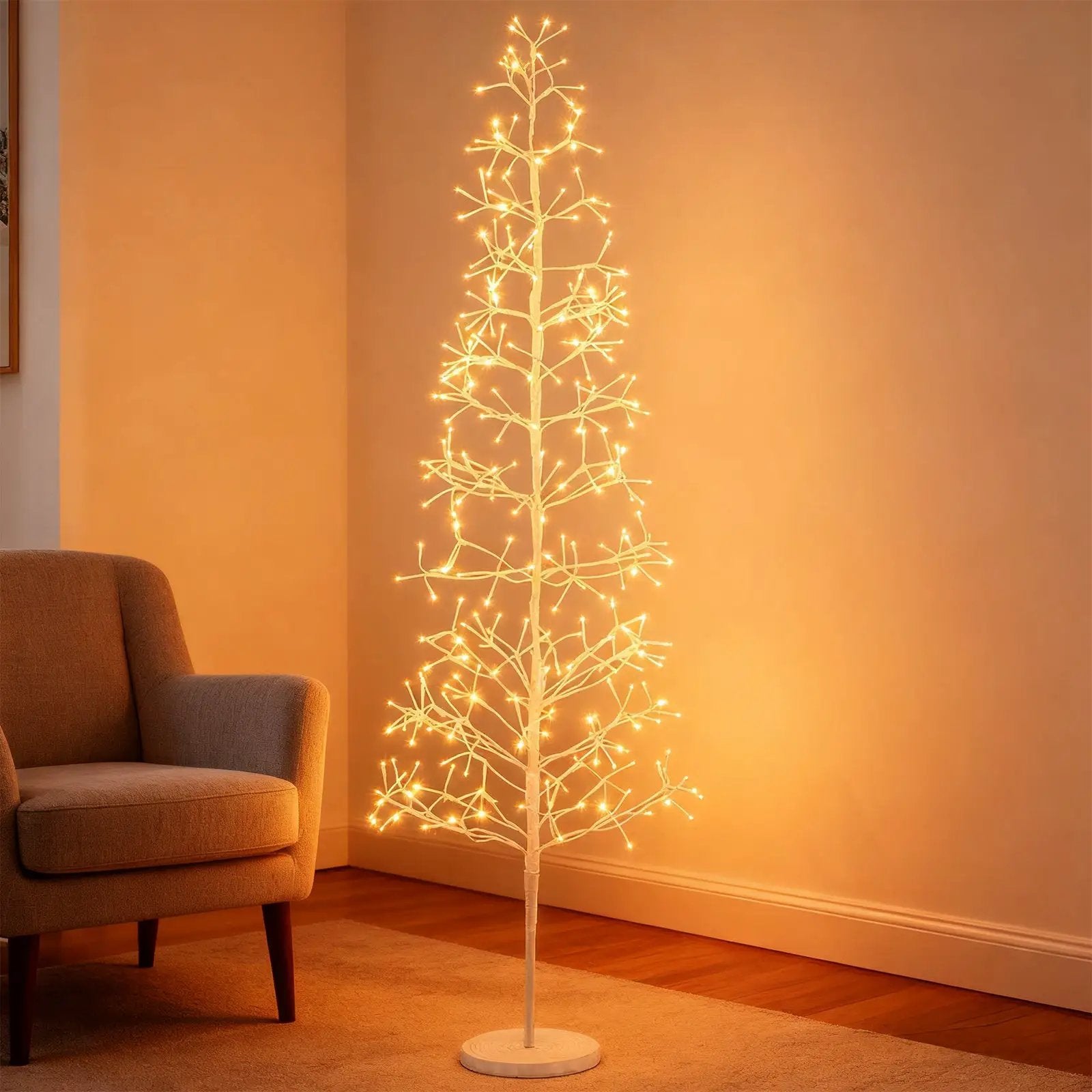 5/6/7 FT Lighted Birch Tree Pre-lit Twig Tree with 240/320/456 Warm White Light LED Lights by DirectDeals